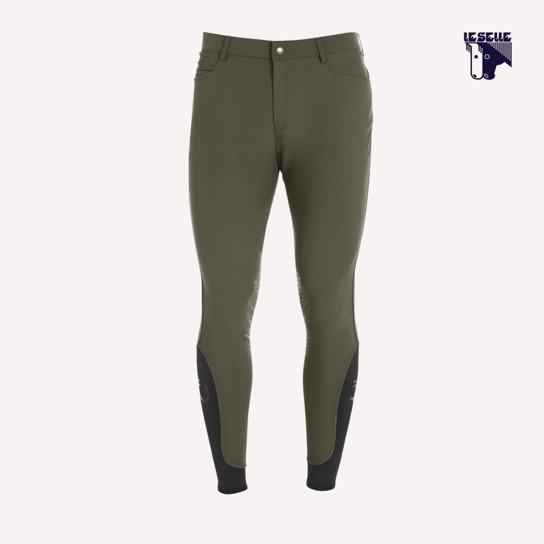 PANTALONI UOMO SLIM FIT CON GRIP AL GINOCCHIO EQUESTRO - VERDE MILITARE