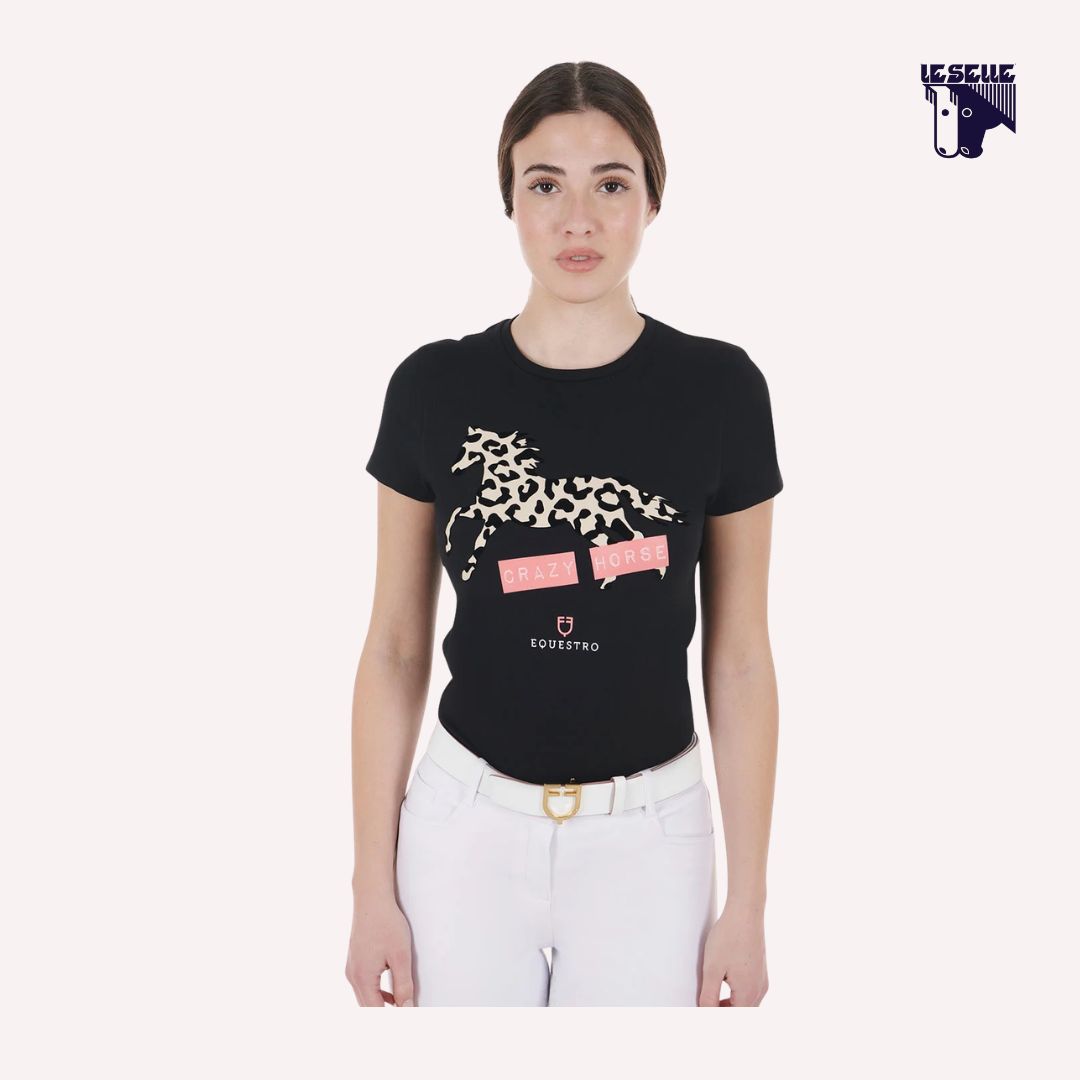 T-SHIRT CRAZY HORSE EQUESTRO - NERO