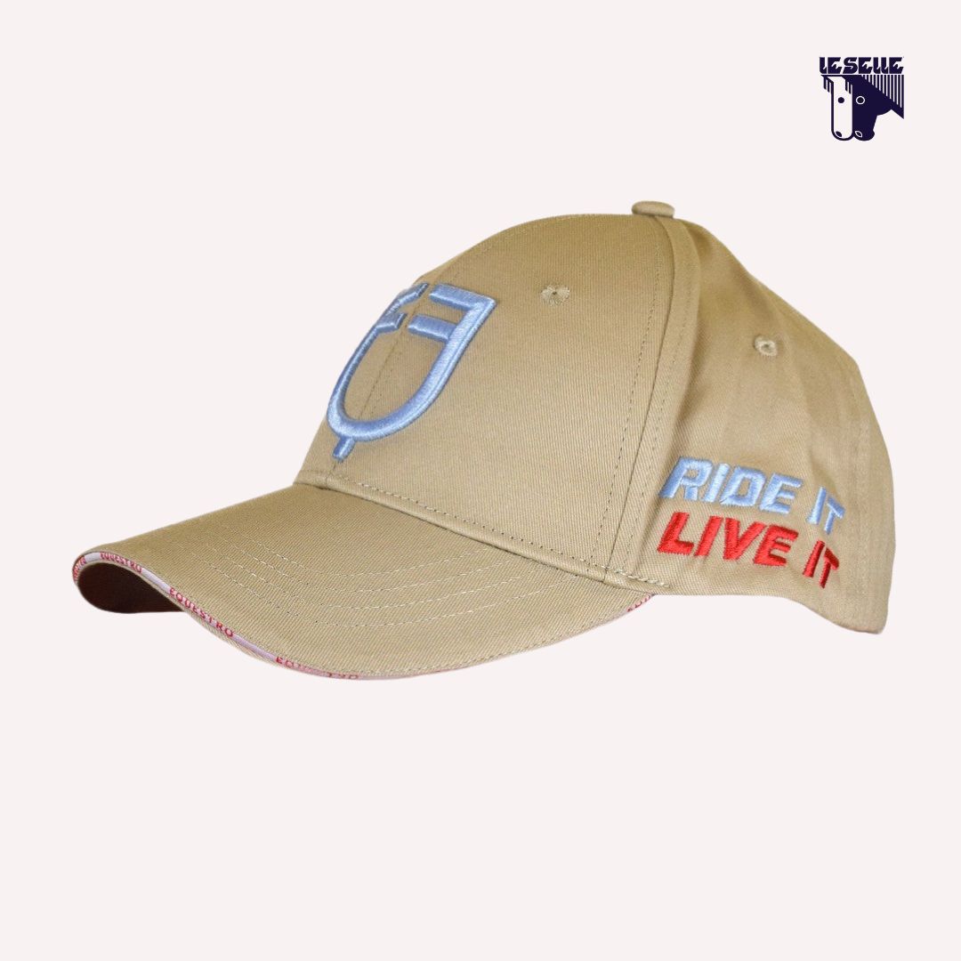 EQUESTRO CAP BEIGE AND BLUE