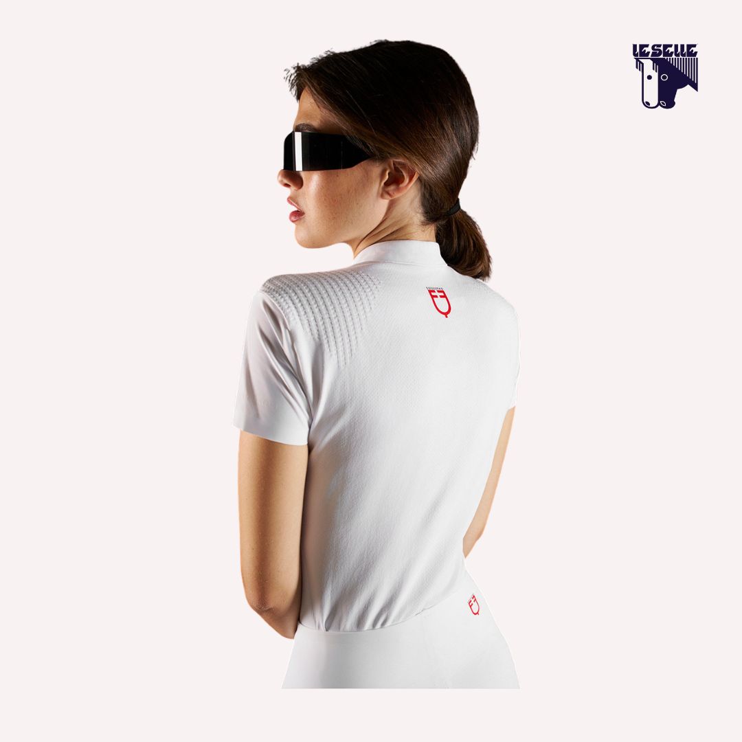 POLO CONCORSO MANICA CORTA EQUESTRO RIDERTECHNOLOGY - BIANCO