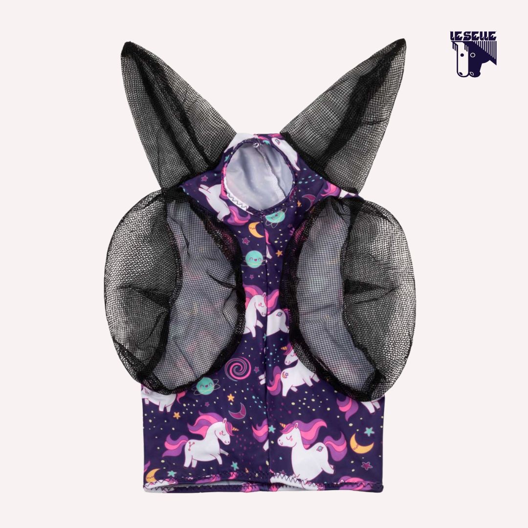MASCHERA ANTI MOSCHE CON RETINA COPRIORECCHIE PROTECH - UNICORNI NELLO SPAZIO