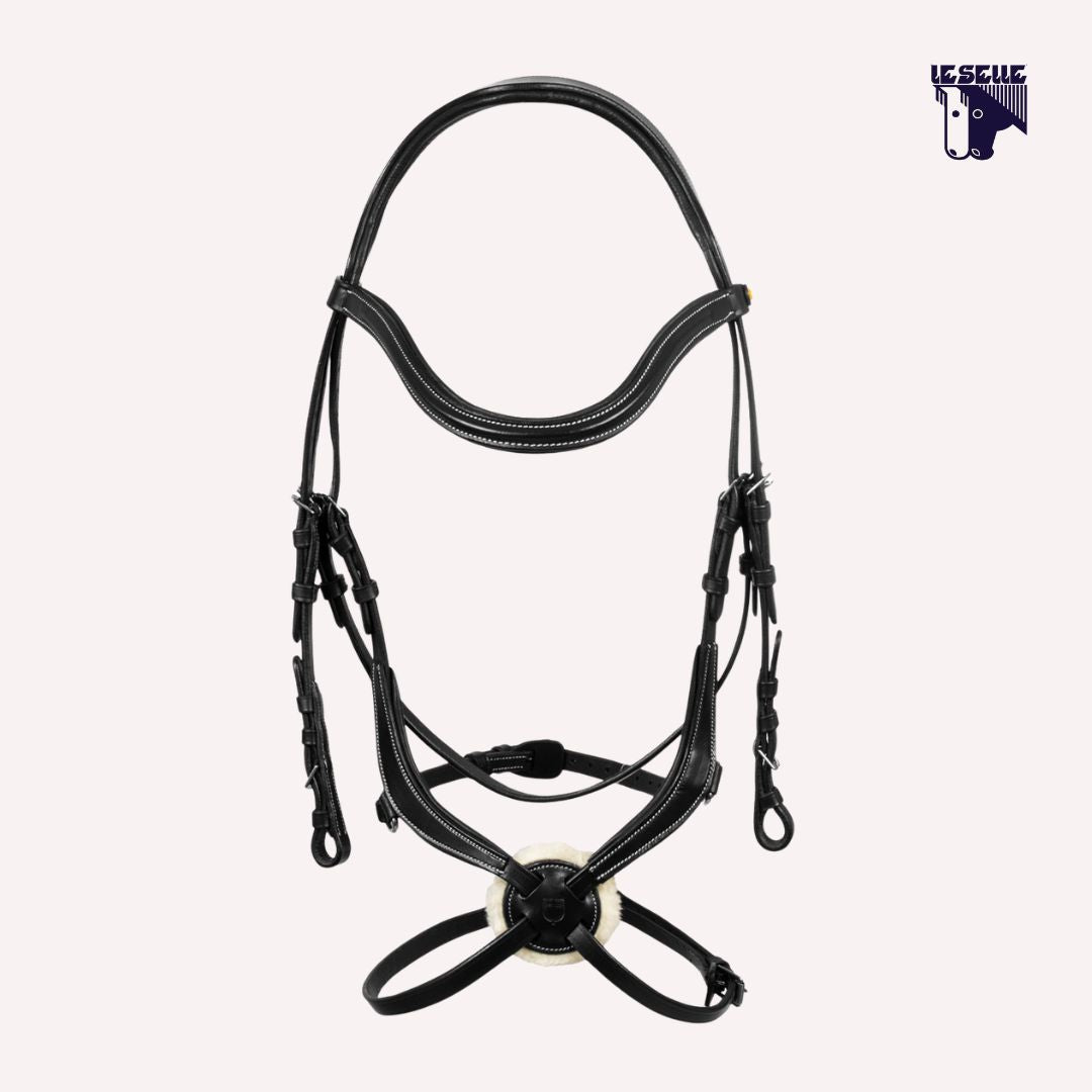 TESTIERA MODELLO MEXICAN IN CUOIO EQUESTRO - NERO