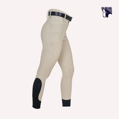 PANTALONI  EQUESTRO MONOGRAM A VITA ALTA - BEIGE