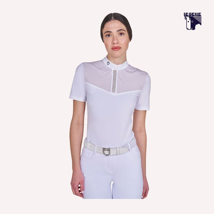 POLO DA CONCORSO MANICHE CORTE EQUESTRO - BIANCO