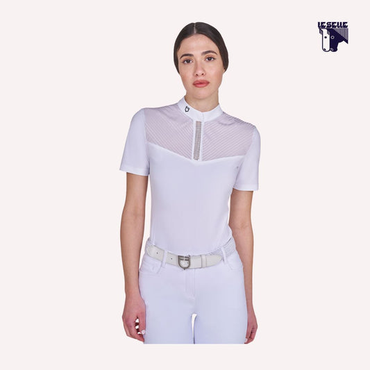 POLO DA CONCORSO MANICHE CORTE EQUESTRO - BIANCO