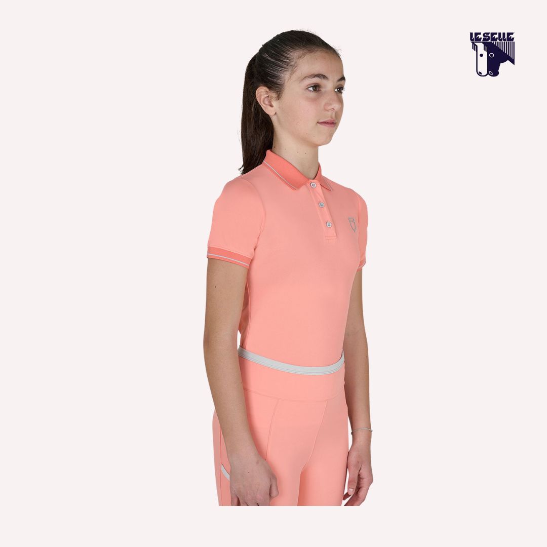 POLO SLIM FIT BAMBINO EQUESTRO - SALMONE