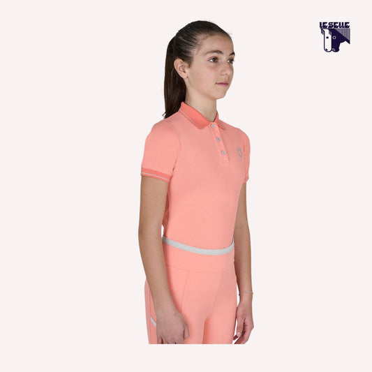 POLO SLIM FIT BAMBINO EQUESTRO - SALMONE