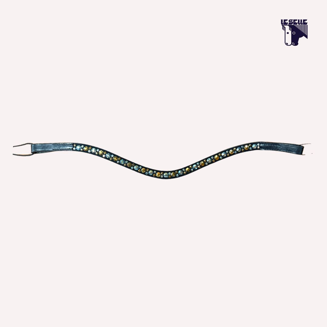 FRONTALINO SILVERLINE TACK - GIALLO/AZZURRO
