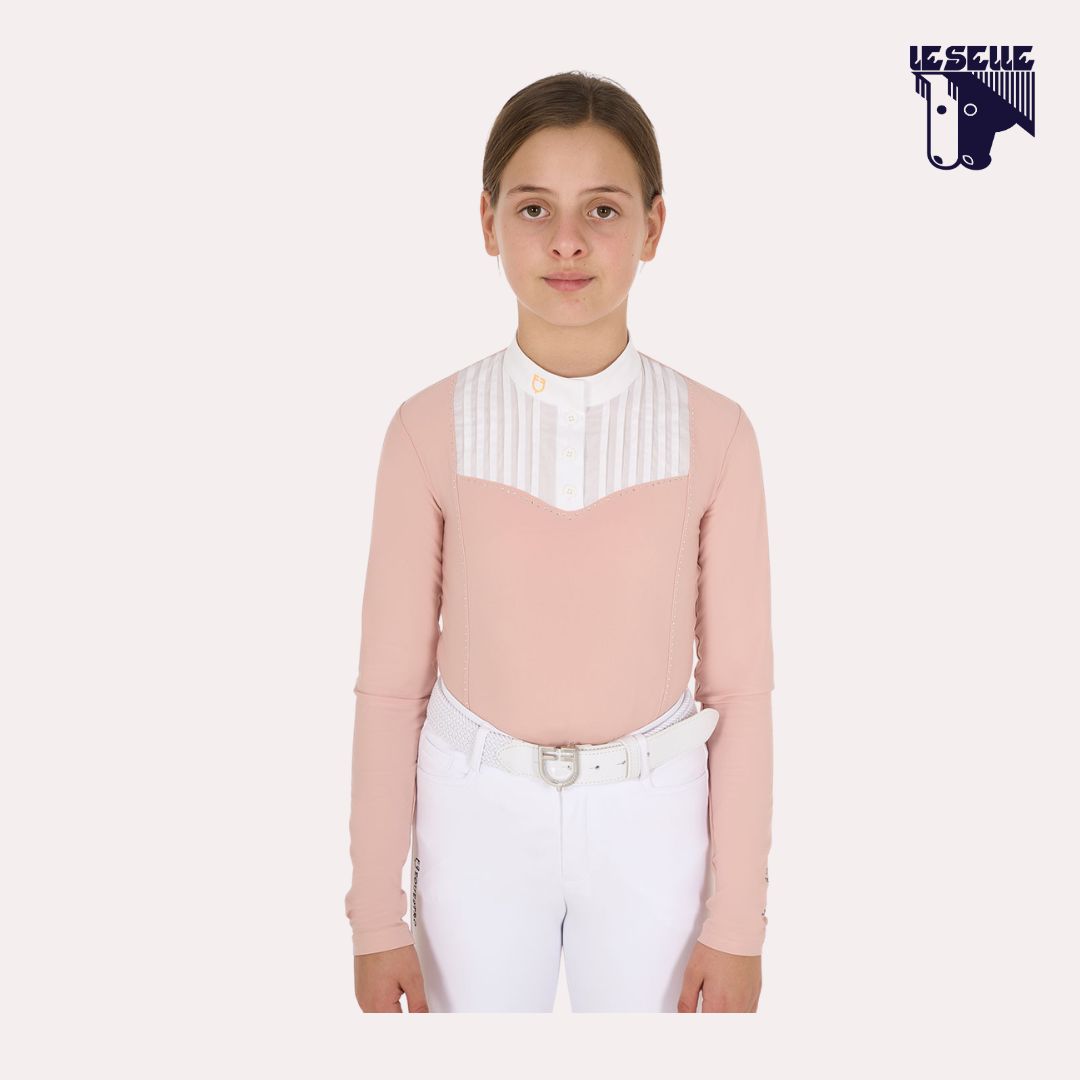 POLO BAMBINA SLIM FIT CONCORSO CON STRASS EQUESTRO - ROSA