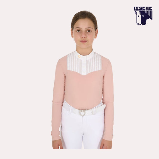POLO BAMBINA SLIM FIT CONCORSO CON STRASS EQUESTRO - ROSA