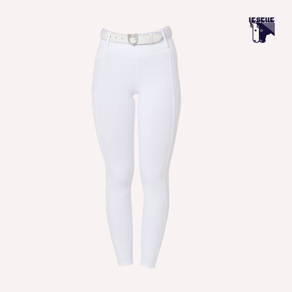 LEGGINGS EQUESTRO VITA ALTA CON PASSANTI - BIANCO