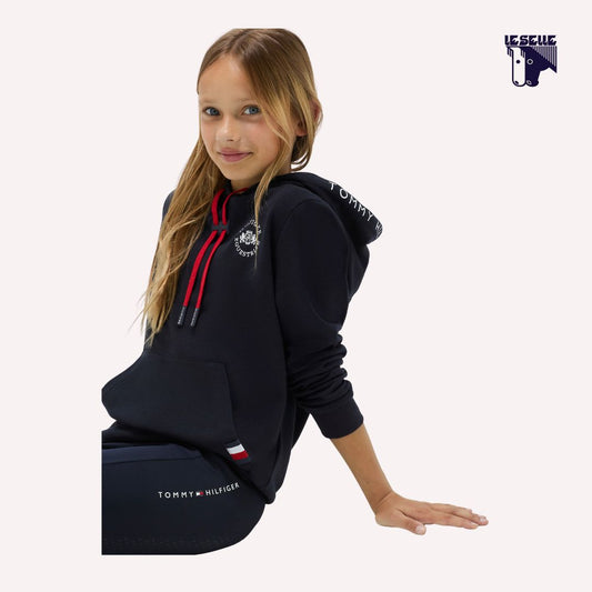 FELPA UNISEX BAMBINI TOMMY HILFIGER LAGUNA LOGO HOODIE - BLU