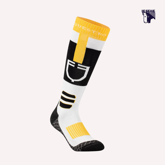 CALZINI EQUESTRO IN TESSUTO TECNICO - NERO/GIALLO