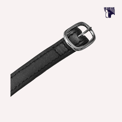 LACCIOLINI PER SPERONI IN PELLE CON FIBBIA ARGENTATA AMAHORSE - NERO