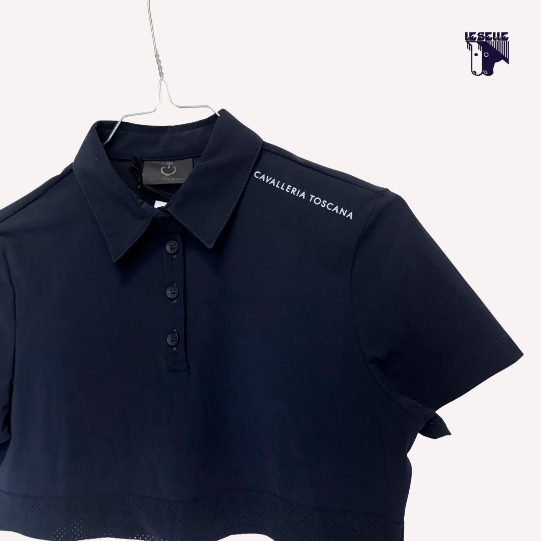 CAVALLERIA TOSCANA PERFORATED STRIPED JERSEY POLO SHIRT