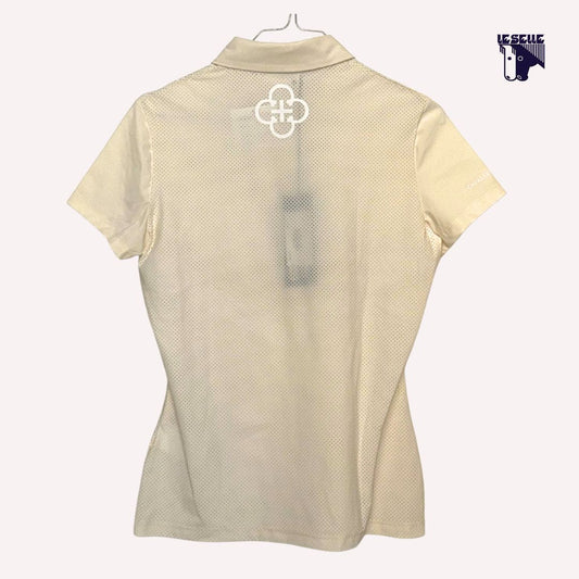 POLO CAVALLERIA TOSCANA PERFORATED JERSEY CREMA
