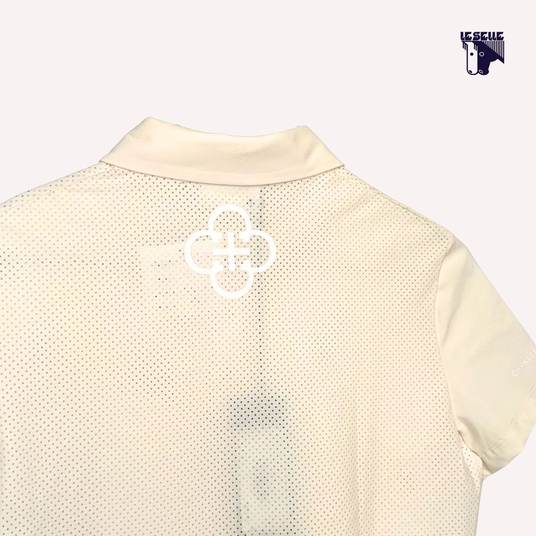 POLO CAVALLERIA TOSCANA PERFORATED JERSEY CREMA