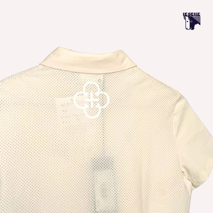 POLO CAVALLERIA TOSCANA PERFORATED JERSEY CREMA