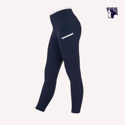 LEGGINGS BAMBINA CON DECORAZIONI FLOREALI EQUESTRO - BLU