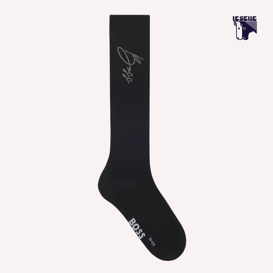 CALZINI SALLY CON LOGO IN CRISTALLI BOSS EQUESTRIAN - NERO
