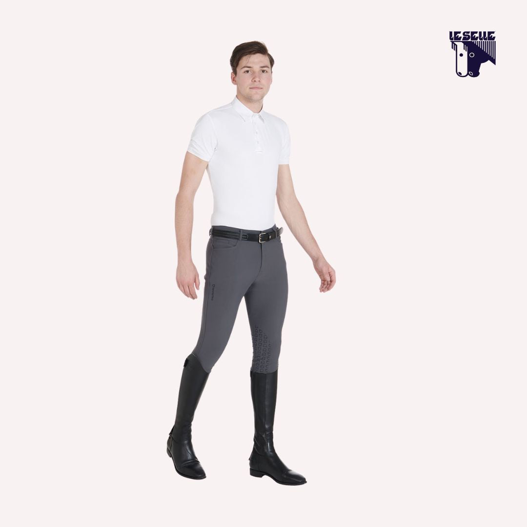 PANTALONI UOMO SLIM FIT CON GRIP AL GINOCCHIO EQUESTRO - GRIGIO