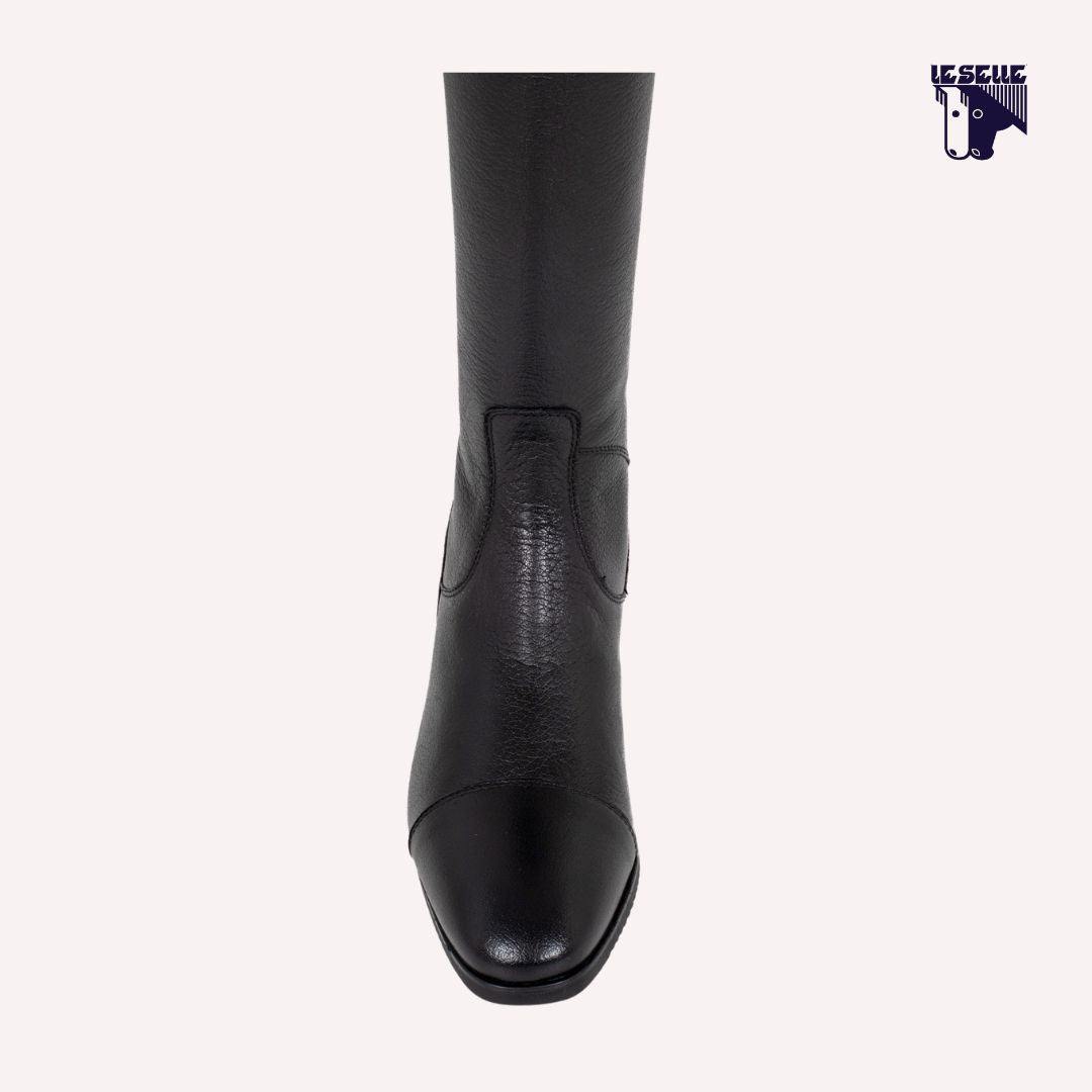 STIVALI UNISEX IN PELLE DI VITELLO ZIP POSTERIORE EQUESTRO - NERO
