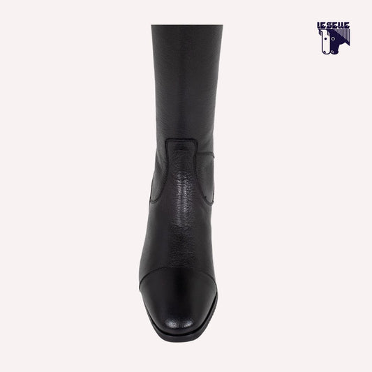 STIVALI UNISEX IN PELLE DI VITELLO ZIP POSTERIORE EQUESTRO - NERO