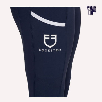 LEGGINGS BAMBINA CON DECORAZIONI FLOREALI EQUESTRO - BLU