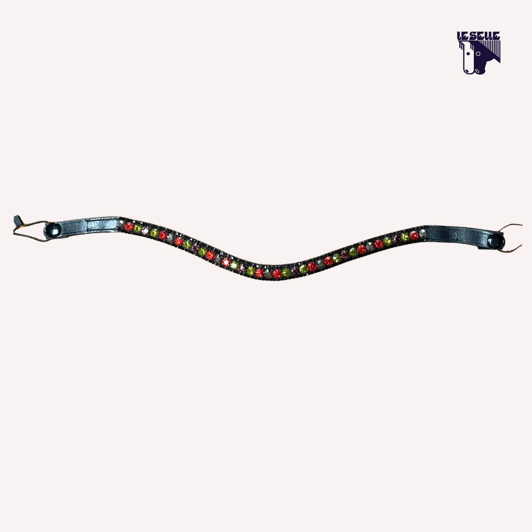 FRONTALINO SILVERLINE TACK - NERO/ROSSO/VERDE