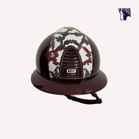 CASCO EQUITAZIONE CROMO 2.0 METAL VISIERA POLO INSERTO PITONE KEP ITALIA - BORDEAUX/BIANCO/VERDE
