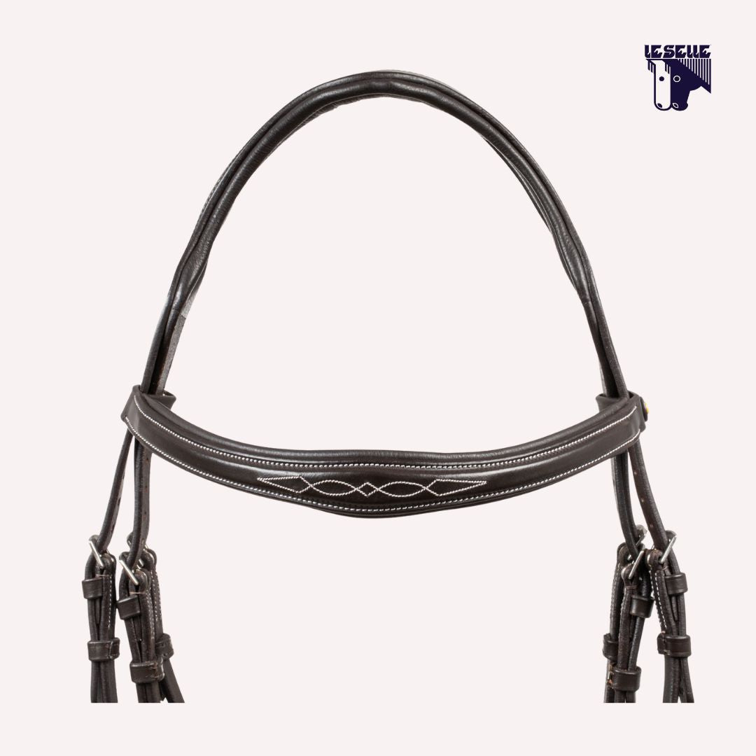 TESTIERA EQUESTRO RICAMI - MARRONE