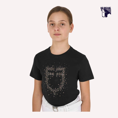 T-SHIRT BAMBINA SLIM FIT LOGO PINK DIAMOND EQUESTRO - BLU