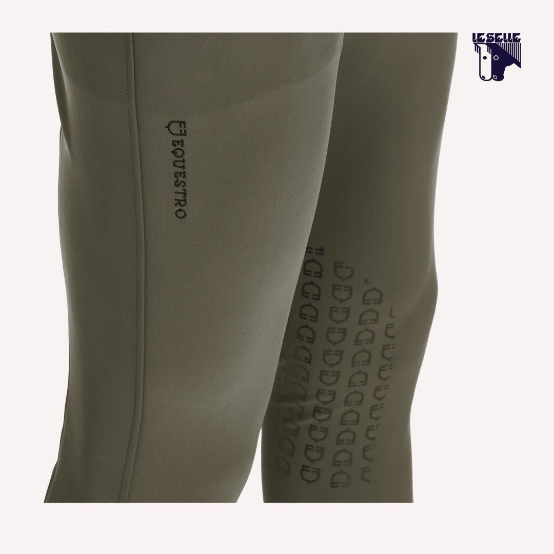 PANTALONI UOMO SLIM FIT CON GRIP AL GINOCCHIO EQUESTRO - VERDE MILITARE