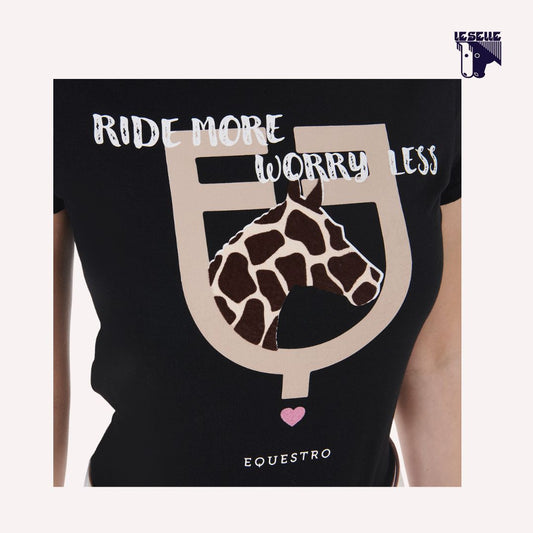T-SHIRT RIDE MORE WORRY LESS EQUESTRO - NERO