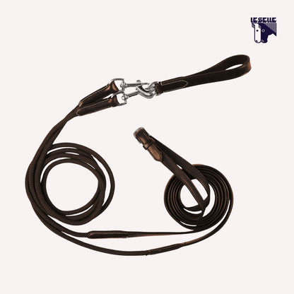 REDINI DI RITORNO IN NYLON E CUOIO DOPPIATO EQUESTRO - MARRONE