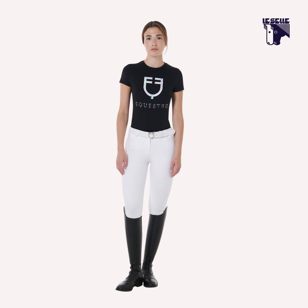 T-SHIRT MULTICOLOR LOGO EQUESTRO - NERO