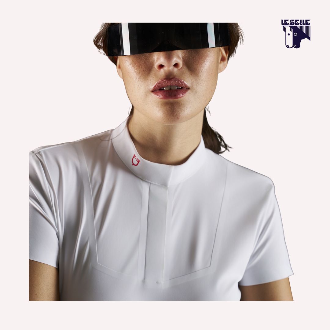 POLO CONCORSO MANICA CORTA EQUESTRO RIDERTECHNOLOGY - BIANCO