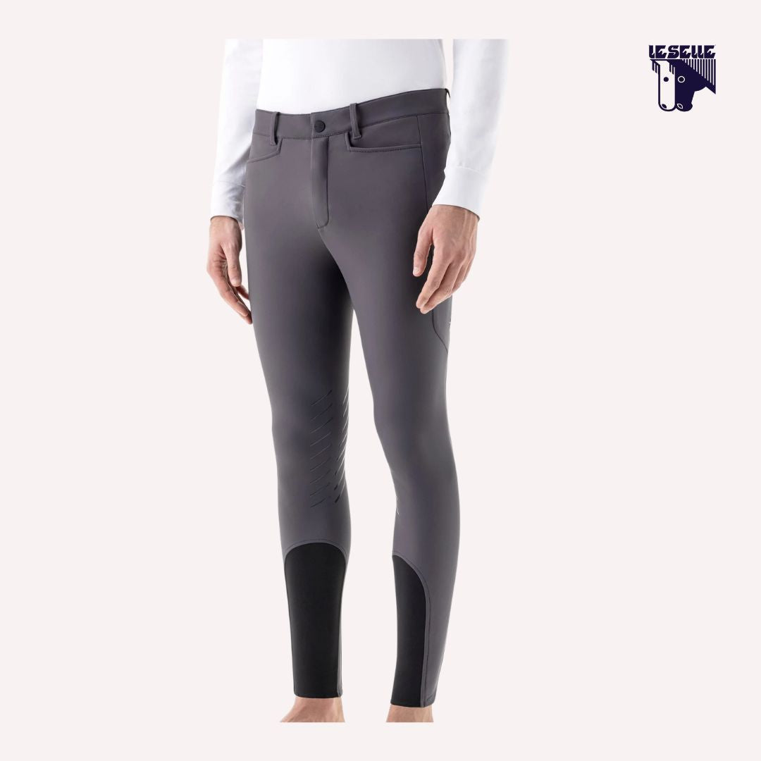 PANTALONI CON MICRO-PILE E GRIP AL GINOCCHIO EQUILINE - GRIGIO