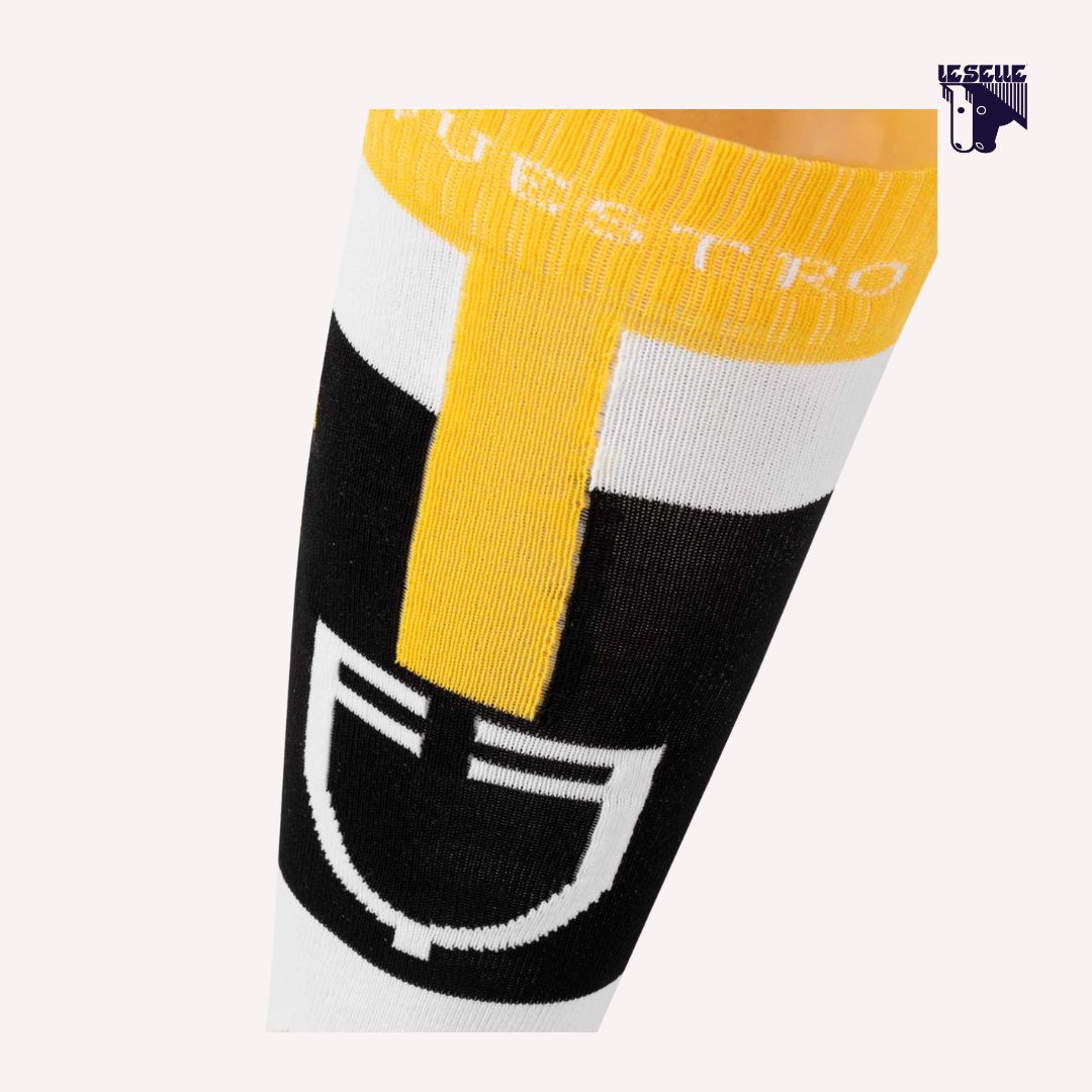 CALZINI EQUESTRO IN TESSUTO TECNICO - NERO/GIALLO