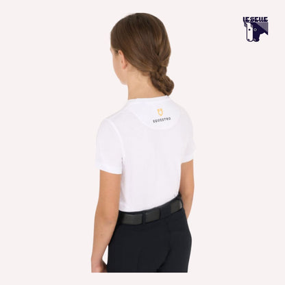 T-SHIRT BAMBINA SLIM FIT MOON RIDING EQUESTRO - BIANCO