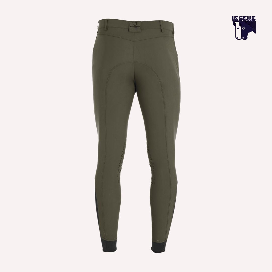 PANTALONI UOMO SLIM FIT CON GRIP AL GINOCCHIO EQUESTRO - VERDE MILITARE