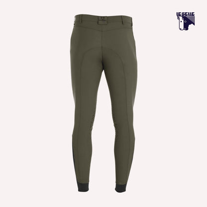 PANTALONI UOMO SLIM FIT CON GRIP AL GINOCCHIO EQUESTRO - VERDE MILITARE