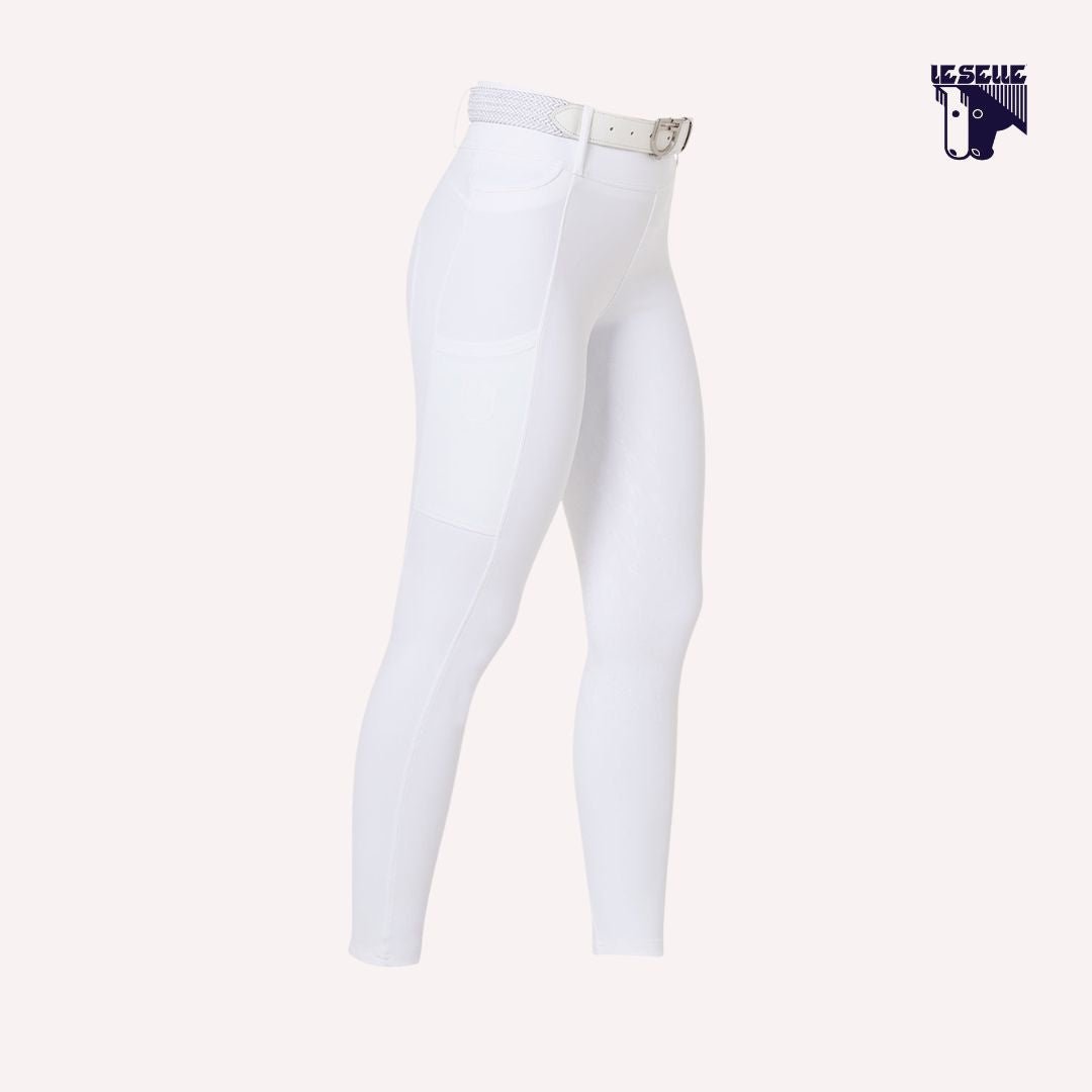 LEGGINGS EQUESTRO VITA ALTA CON PASSANTI - BIANCO