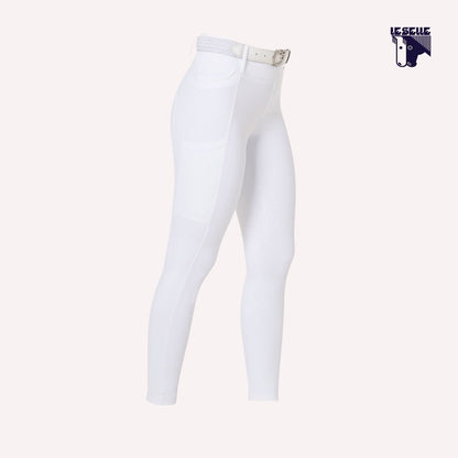 LEGGINGS EQUESTRO VITA ALTA CON PASSANTI - BIANCO