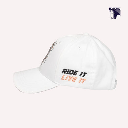 CAPPELLO BASEBALL CON LOGO IN STRASS EQUESTRO - BIANCO