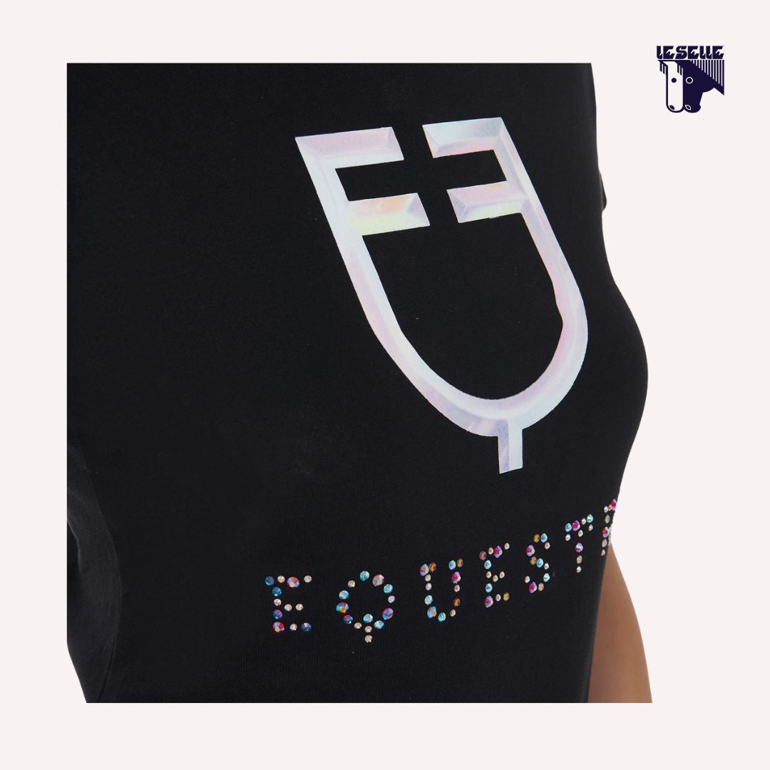 T-SHIRT MULTICOLOR LOGO EQUESTRO - NERO