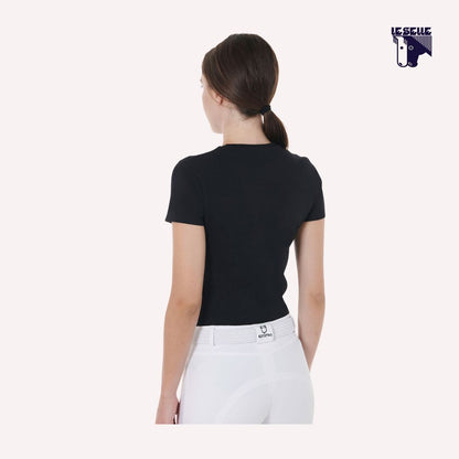 T-SHIRT MULTICOLOR LOGO EQUESTRO - NERO