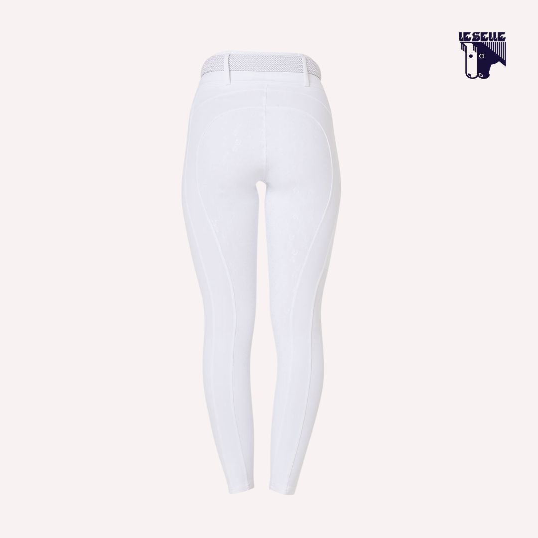 LEGGINGS EQUESTRO VITA ALTA CON PASSANTI - BIANCO