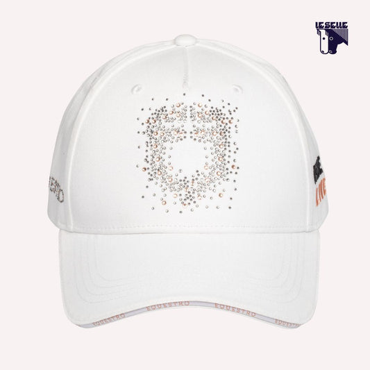 CAPPELLO BASEBALL CON LOGO IN STRASS EQUESTRO - BIANCO
