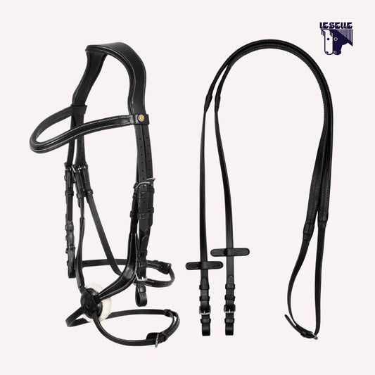 TESTIERA MODELLO MEXICAN IN CUOIO EQUESTRO - NERO